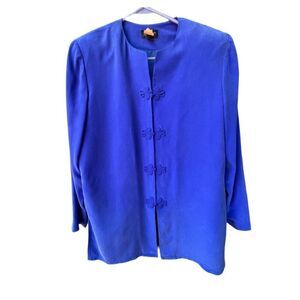 Vintage Shomi 100% silk blue blazer. Size 10